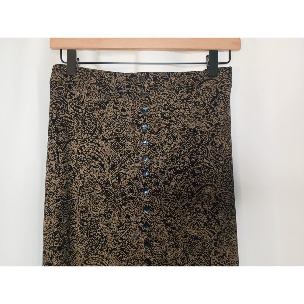 Vtg Skirtology Womens Dark Cottagecore Maxi Skirt L Button Slit Nylon Whimsigoth - Picture 2 of 9